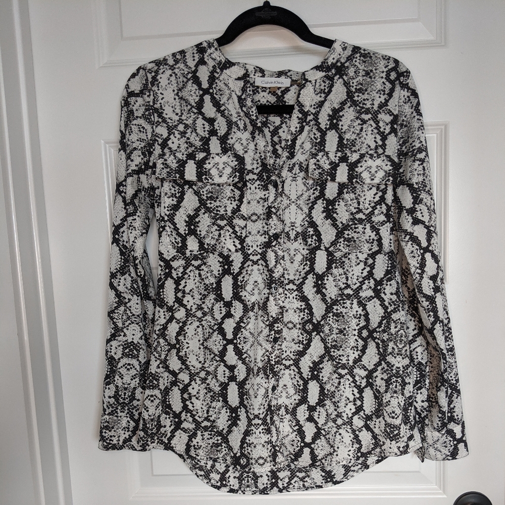 Calvin Klein Snake Print Button Down Blouse - image 2